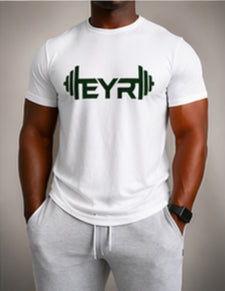 EYR Performance Tee – White / Green Logo