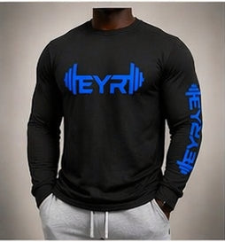 EYR Long Sleeve Performance Tee – Black / Blue Logo