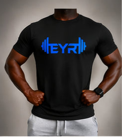 EYR Performance Tee – Black / Blue Logo
