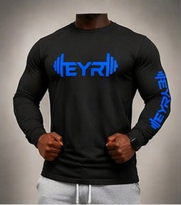 EYR Long Sleeve Performance Tee – Black / Blue Logo