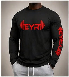 EYR Long Sleeve Performance Tee – Black / Red Logo
