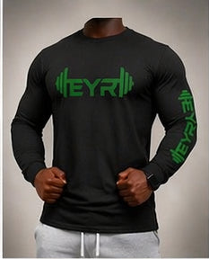 EYR Long Sleeve Performance Tee – Black / Green Logo