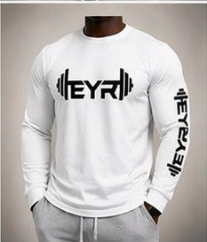 EYR Long Sleeve Performance Tee – White / Black Logo