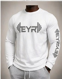 EYR Long Sleeve Performance Tee – White / Grey Logo