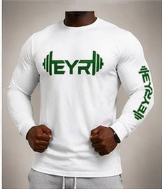 EYR Long Sleeve Performance Tee – White / Green Logo