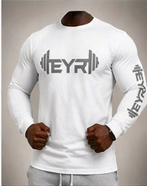 EYR Long Sleeve Performance Tee – White / Grey Logo