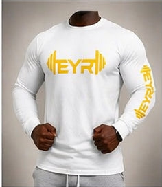 EYR Long Sleeve Performance Tee – White / Yellow Logo