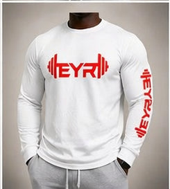 EYR Long Sleeve Performance Tee – White / Red Logo